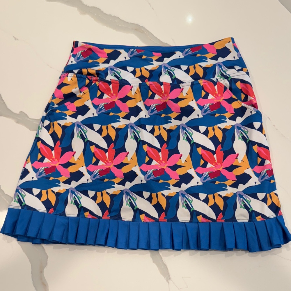 Birdies & Bows Tennis Skort Pleated Hemline Blue/Pink | Size: S